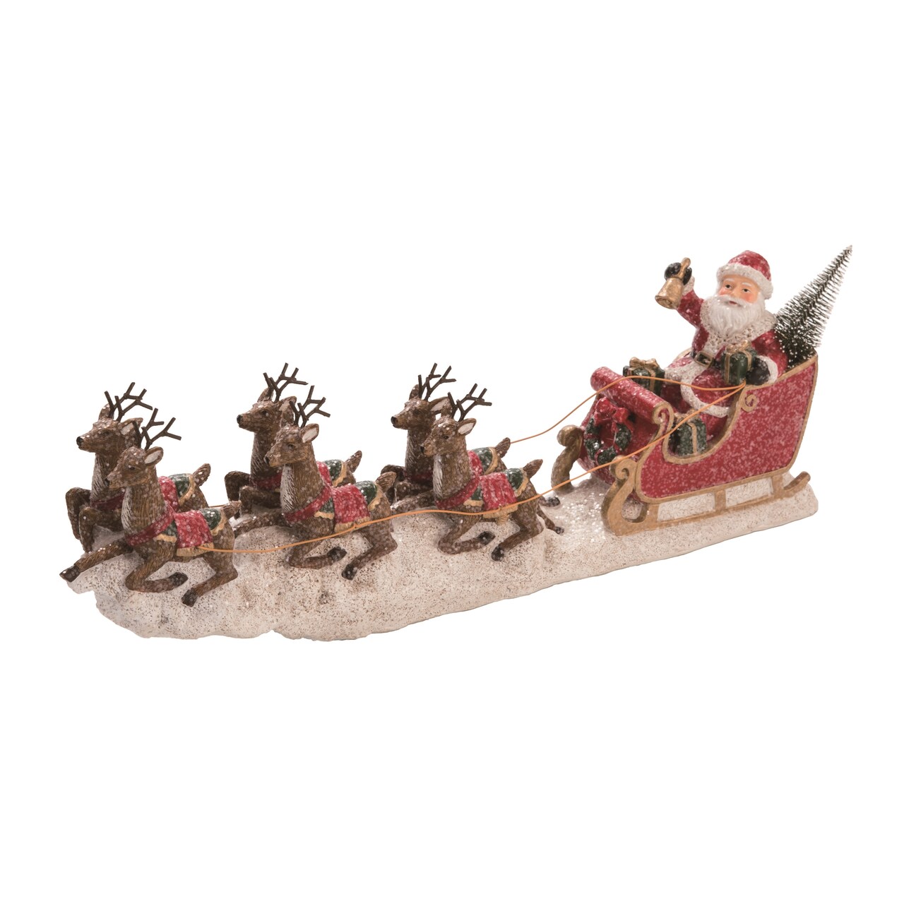 Multicolor Christmas Reindeer Santa Sleigh Decorative Figurine